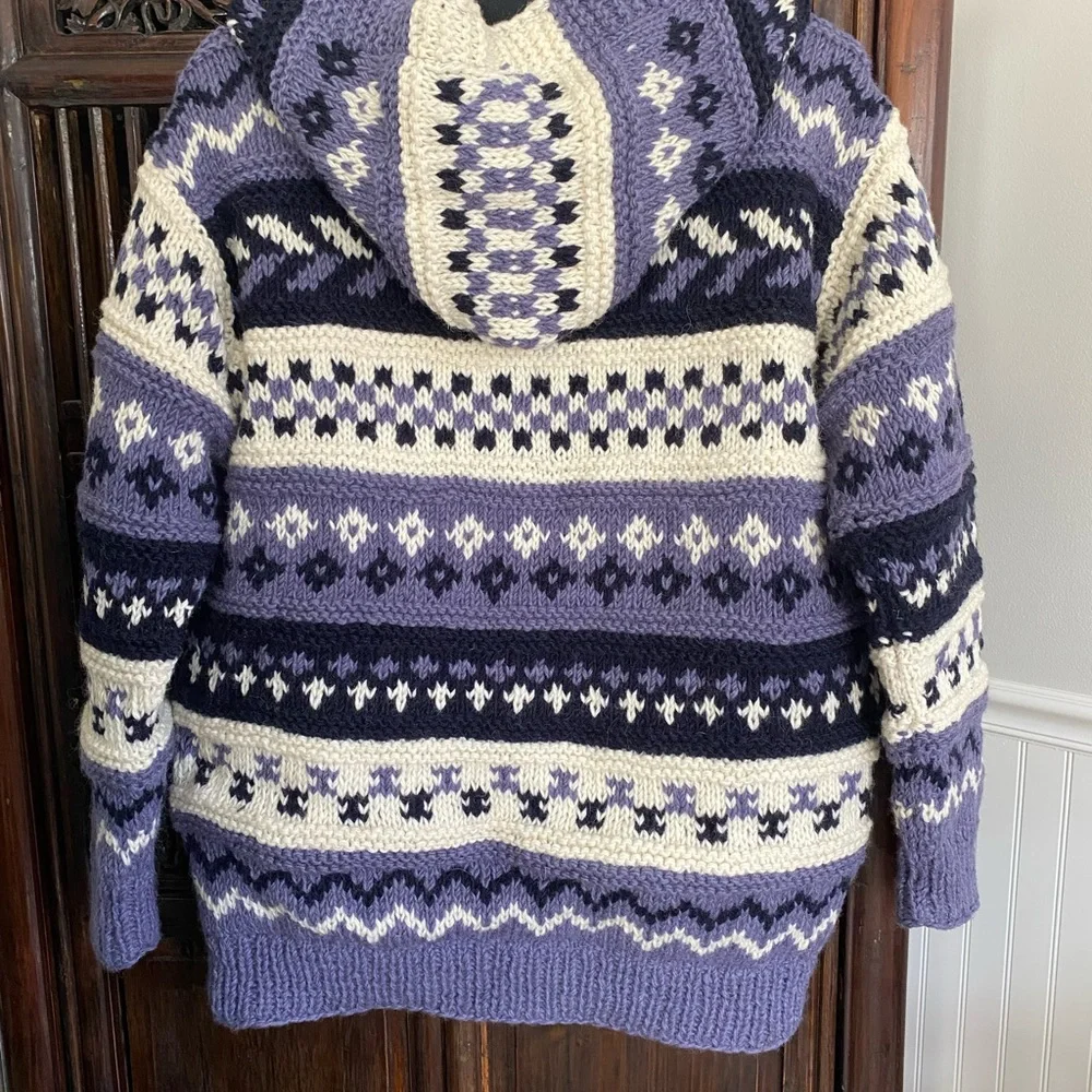 Handmade in Nepal 100% Wool zip up hooded sweater– Fully Lined – Oversized M - Picture 3 of 8